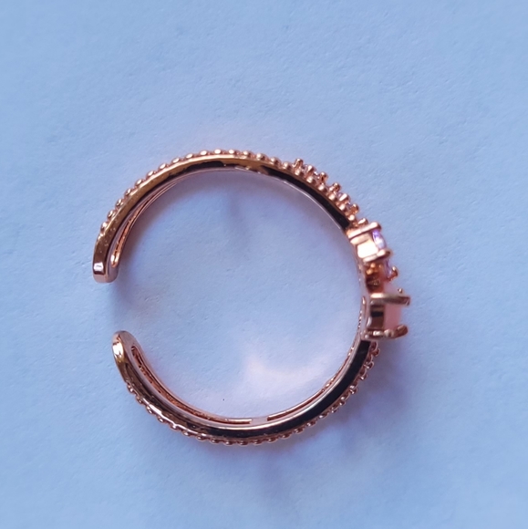 Rose Gold Tone Cubic Zirconia Bjoux Stacking Ring - Picture 5 of 7
